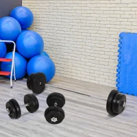 HOMCOM Conjunto de Barras de Pesos com 14 Discos de Pesos Intercambiáveis até 55kg Conjunto de Pesos e Barras Ajustáveis para Culturismo Treinamento Fitness em Casa Academia Preto(m-2)