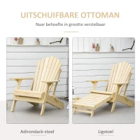 Outsunny Adirondack Tuinstoel met Voetensteun Opvouwbaar Ligstoel Buitenmeubilair Grenenhout Natuur 78 x 140 x 94 cm(m-4)