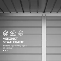 Outsunny Stalen Tuinschuur, Dubbele Deuren, 249B x 121D x 166/183Hcm, Groen(m-6)