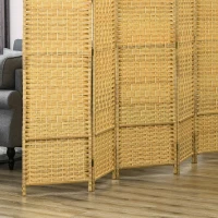 HOMCOM Separador de Ambientes de 6 Paneles Biombo Plegable 270x180 cm Pantalla de Privacidad de Polipropileno Natural(m-9)