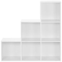 HOMCOM Estante em Forma de Escada Estante de Armazenamento com 6 Cubos Estante de Exposição 91,5x29,5x91,5cm Branco(m-9)