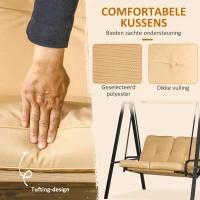 Outsunny Tuinschommel, 2-zits met verstelbaar dak, tot 220 kg belastbaar, 138 x 106 x 174 cm, Beige(m-6)