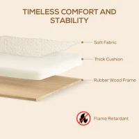 HOMCOM Small Sherpa Fabric 2 Seater Sofa Settee - Cream White(m-6)