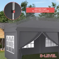 Outsunny Outsunny 3 x 6 m Garden Pop Up Gazebo, Wedding Party Tent Marquee, Water Resistant Awning Canopy with Sidewalls, Windows, Carry Bag, Grey(m-7)