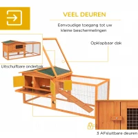 Ruim PawHut Dierenverblijf voor Kleine Dieren met Weerbestendig Asfaltdak en Handige Accessoires, Oranje, 156 x 58 x 68 cm(m-4)
