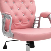 Vinsetto Bürostuhl, Ergonomisch Schreibtischstuhl mit Armlehne, Gepolsterter Rückenlehne, Höhenverstellbar Computerstuhl mit Kunstlederoptik, Drehstuhl für Home Office, Rosa(m-9)