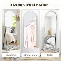 HOMCOM Miroir en pleine longueur 50 x 150 cm miroir sur pied grand miroir mural sans cadre  pour salon, noir(m-6)