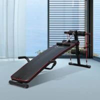 HOMCOM Banco de Abdominais com Altura Ajustável Banco de Musculação para Treinos de Abdomen Costas e Pernas 55,5x137,5x68 cm Preto e Vermelho(m-2)