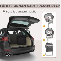PawHut Parque para Animais de Estimação Dobrável com 2 Portas e Almofada Tecido Oxford Ø114x58 cm Preto e Creme(m-7)