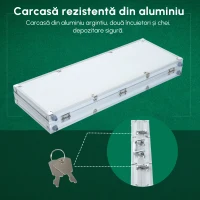 HOMCOM 500pcs set de poker 2 pachete de carti, cu zaruri si valiza(m-6)