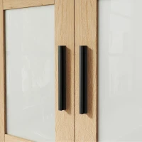 HOMCOM Armoire murale salle de bain avec miroir, meuble salle de bain avec compartiment ouvert et étagère réglable, chêne(m-9)
