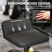 HOMCOM Werkstatthocker mit Rollen Ablagefläche, 58,5 cm hoch Rollhocker bis 135 kg belastbar Schwarz(m-6)