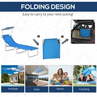 Outsunny Sun Lounger, with Adjustable Face Canopy - Bright Blue(m-5)