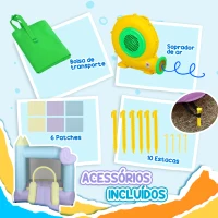 AIYAPLAY Castelo Insuflável  para Crianças com Escorrega Área de Salto e Bolsa de Transporte 250x165x200 cm Multicolor(m-8)