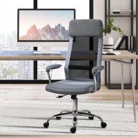 Vinsetto Office Chair Mesh High Back Swivel Task PC Desk Chair for Home w/ Arm, Grey(m-11)