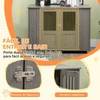 PawHut Gaiola para Cães Grandes Desmontável 2 em 1 Mesa Auxiliar com 2 Portas com Trava e 4 Janelas 114x60x82 cm Cinza(m-6)