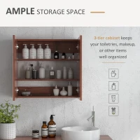 kleankin 63Wx60H cm Double Door Wall-Mount Bathroom Mirrored Cabinet Medicine Storage Closet(m-4)