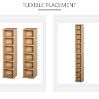HOMCOM Set of 2 CD Media Display Shelf Unit Tower Rack w/ Adjustable Shelves Wood Color(m-4)