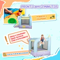 AIYAPLAY Castelo Insuflável  para Crianças com Escorrega Área de Salto e Bolsa de Transporte 250x165x200 cm Multicolor(m-7)