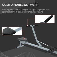HOMCOM roeitrainer roeiapparaat fitness roeien hometrainer, met LCD display, staal + PVC, grijs, 130 x 67,5 x 67 cm(m-4)