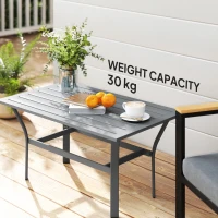 Outsunny Metal Garden Coffee Table, Rectangular Outdoor Side Table with Slatted Tabletop, Foot Pads for Outside, Garden, Balcony, Porch, 91.5 x 55 x 45cm, Dark Grey(m-6)