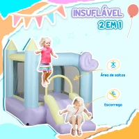 AIYAPLAY Castelo Insuflável  para Crianças com Escorrega Área de Salto e Bolsa de Transporte 250x165x200 cm Multicolor(m-4)