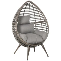 Outsunny eardop PE Wicker Rattan Chair w/ Thick Cushions 4 Legs Outdoor Seat Egg Garden(m-1)