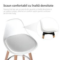 Homcom Set 2 Scaune Bar – Alb, Spatar & Perna pentru Confort(m-7)