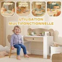 AIYAPLAY Ensemble bureau et chaise pour enfant 3 à 8 ans avec tiroir, effet bois naturel(m-4)