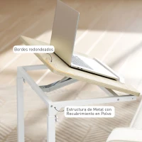 HOMCOM Mesa Auxiliar con Ruedas Altura Ajustable Superficie Inclinable y Marco de Metal 55x36x62,5-82,5 cm Roble(m-6)
