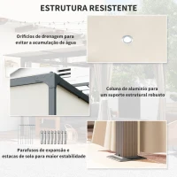 Outsunny Pérgola de Alumínio 420x295x220 cm Pérgola de Jardim com Telhado de Correr 4 Paredes Laterais e Orifícios de Drenagem Bege e Preto(m-6)