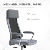Vinsetto Office Chair Mesh High Back Swivel Task PC Desk Chair for Home w/ Arm, Grey(m-7)