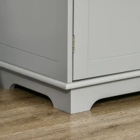 HOMCOM Sideboard with Rubberwood Top and Adjustable Shelves for Dining Room, Kitchen - Grey(m-9)