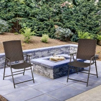 Outsunny 2pcs Folding Garden Chair Rattan Bistro Set with Armrest for Outdoor Steel Frame(m-2)