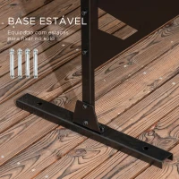 Outsunny Biombo de 3 Peças Separador de Ambientes com Desenho de Folha de Bananeira Biombo para Exterior 122x45x198 cm Preto(m-5)