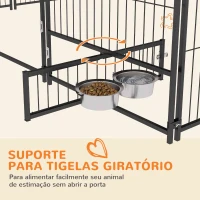 PawHut Parque para Cães com Toldo Canil para Exterior com Suporte Giratório para Comida 2 Tigelas 211x211x151 cm Preto Marrom(m-6)
