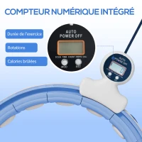 SPORTNOW Hula Hoop Cerceau avec Picots de Massage ajustable de 76 à 113 cm de tour de taille 16 segments amovibles, bleu clair(m-6)