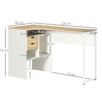 HOMCOM L Shaped Desk, 120cm Computer Desk, Corner Desk with 2 Drawers and 3 Storage Compartments for Home Office, Study Workstation, Oak(m-3)