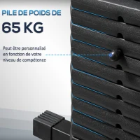 Station de musculation fitness - Collaboration Aosom.fr x FFHandball - 12 blocs de poids de 5,5 kg - 135 x 103 x 210 cm(m-5)