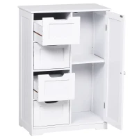 kleankin Armário Casa de Banho Móvel Auxiliar Organizador Moderno de Madeira com 1 Armário e  Gavetas 56x30x83 cm Branco(m-8)