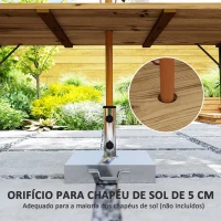 Outsunny Mesa de Refeição para Jardim Retangular 175x80x75 cm com Orifício para Chapéu de Sol e Bancada em Ripas Madeira(m-6)