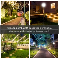 Outsunny Felinar LED Solar 160 cm – Design Negru pentru Gradina(m-8)