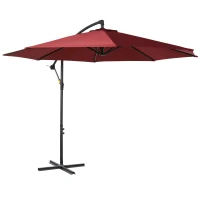 Outsunny Chapéu de Sol de Jardim Ø295x245 cm Chapéu de Sol Excêntrico Inclinável com Manivela Base Cruzada Vinho(m-11)