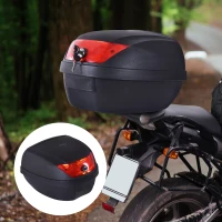 HOMCOM 28L Motorcycle Tail Box W/ 2 Keys-Black/Red(m-11)