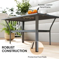 Outsunny Metal Garden Coffee Table, Rectangular Outdoor Side Table with Slatted Tabletop, Foot Pads for Outside, Garden, Balcony, Porch, 91.5 x 55 x 45cm, Dark Grey(m-5)