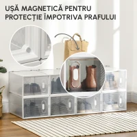 HOMCOM Mobilier pentru organizarea incaltamintei cu gauri de ventilare, 8 cuburi, 28x36x21cm din Plastic PP, Alb si transparent(m-8)