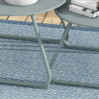 Outsunny Conjunto de 2 Mesas de Jardim Empilháveis Mesas Auxiliares de Jardim Redondas com Estrutura de Metal e Revestimento Epóxi Azul(m-8)