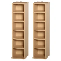 HOMCOM Set of 2 CD Media Display Shelf Unit Tower Rack w/ Adjustable Shelves Wood Color(m-1)