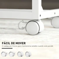 HOMCOM Mesa Auxiliar con Ruedas Altura Ajustable Superficie Inclinable y Marco de Metal 55x36x62,5-82,5 cm Roble(m-5)