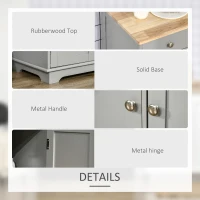 HOMCOM Sideboard with Rubberwood Top and Adjustable Shelves for Dining Room, Kitchen - Grey(m-6)